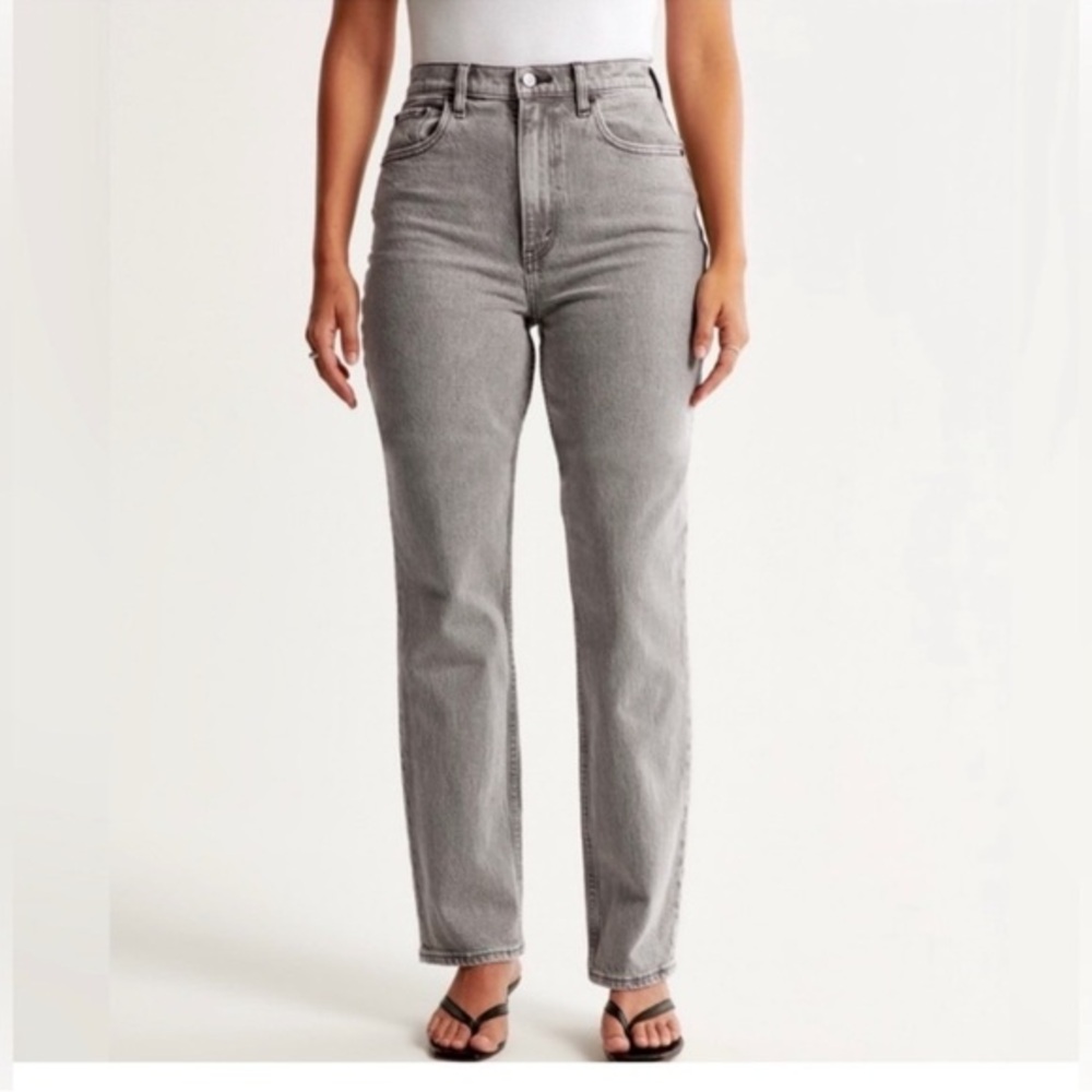 Abercrombie & Fitch The '90s straight‎ ultra high rise jeans size 24/00 gray